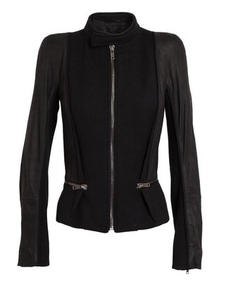 Haider Ackermann Leather and Wool Bomber Jacket