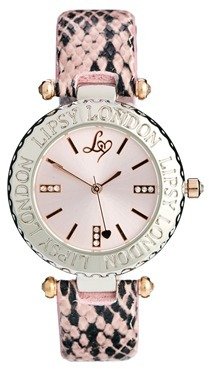 Lipsy Dusky Pink Snake Strap Watch With Pink Dial - pink