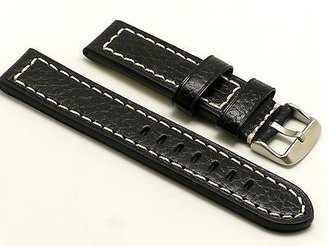 Tag Heuer 22mm Black Oily Calf Leather White Stitching Cut edge Watch Band 4