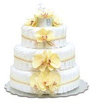 Bloomers Baby Hawaiian Yellow Orchids with Tulle Large Diaper Cake