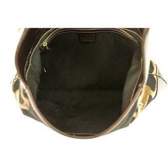 Gucci Black Brown Jackie O Canvas / Leather Monogram Horsebit Shoulder Bag
