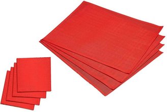 Indoor/Outdoor Placemats And Coasters Set - Red