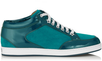 Jimmy Choo Miami Blue Bottle Suede and Patent Trainers