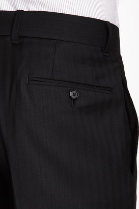 XMI Black Tonal Stripe Two Button Notch Lapel Wool Suit