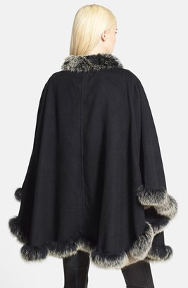 La Fiorentina Wool Cape with Genuine Fox Fur Trim