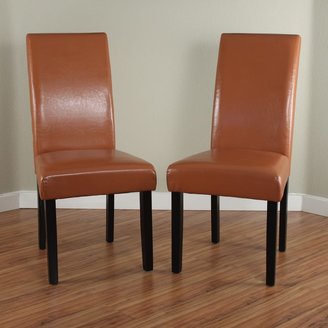 Monsoon Villa Faux Leather Worn Brown Dining Chairs (Set of 2)