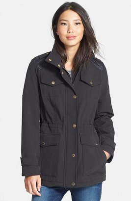 MICHAEL Michael Kors Faux Leather Detail Anorak with Stowaway Hood