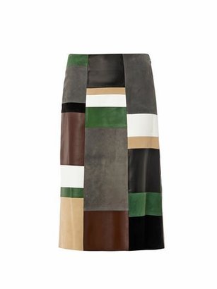 Derek Lam Leather and suede patchwork skirt