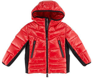 Moncler Hooded Quilted Jacket, Red, Sizes 2-6