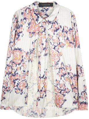 Thakoon Printed silk and lace blouse
