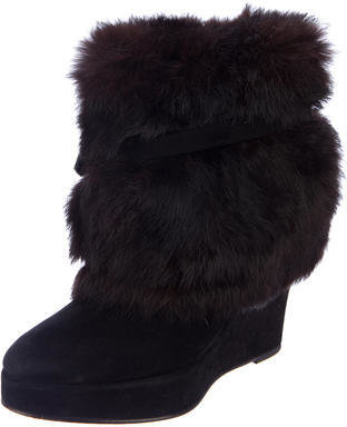 Opening Ceremony Fur Wedge Ankle Boots