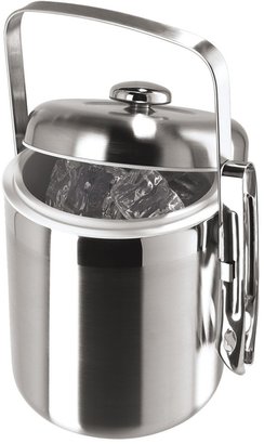 Oggi Galaxy Stainless Steel Satin Ice Bucket with White Insert and Tongs