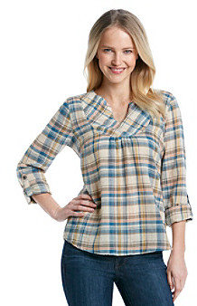 Ruff Hewn Petites' Quilted Yoke Popover Woven Shirt