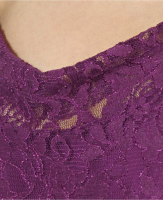 Lauren Ralph Lauren Cap-Sleeve Cowl-Neck Lace Dress