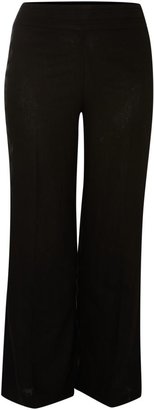 Evans Plus Size Black linen blend trousers