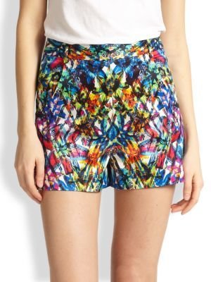 Milly Tropical-Print Shorts