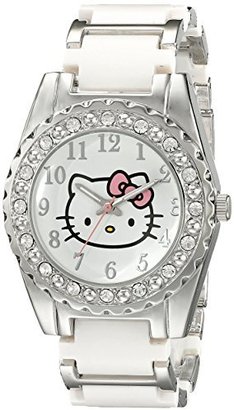 Hello Kitty Girl's HK2183J Silver-Tone Watch With White and Silver Alloy Band