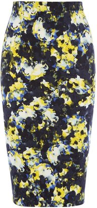 Warehouse Dark Abstract Floral Pencil Skirt