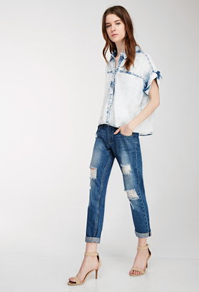 Forever 21 Contemporary Distressed Whisker Wash Jeans