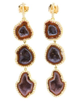 Kimberly 18-Karat Gold, Diamond and Geode Earrings