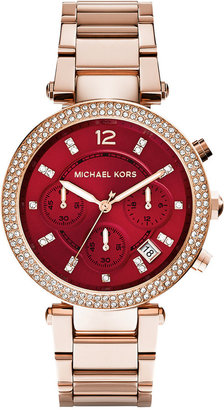 Michael Kors Women's Chronograph Parker Rose Gold-Tone Stainless Steel Bracelet Watch 39mm MK6106