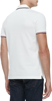 Moncler Short-Sleeve Tape-Tipped Polo, White