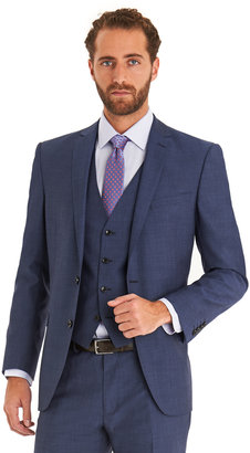 Moss Bros Tailored Fit Faded Blue Mohair Look 3 Piece Suit