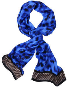 Lara Bohinc Leopard Blue Silk Scarf Blue