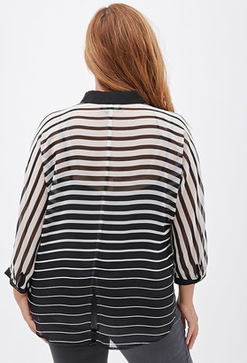 Forever 21 FOREVER 21+ Striped Chiffon Blouse