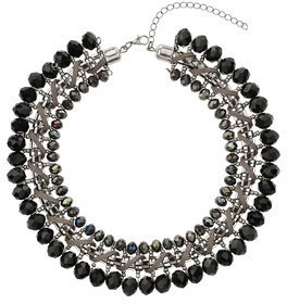 Topshop Womens Faceted Bead Cord Wrapped Collar - Black