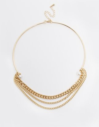 ASOS Faux Pearl Chain Bar Choker Necklace