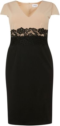 House of Fraser Lipstick Boutique Cap sleeved two tone bodycon dress