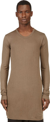 Rick Owens Khaki Overlong Draping T-Shirt