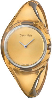 Calvin Klein Women's Swiss Yellow Translucent Bangle Bracelet Watch 30mm K4W2MXF6