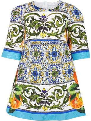 Dolce & Gabbana 3/4 Sleeve Printed Dress