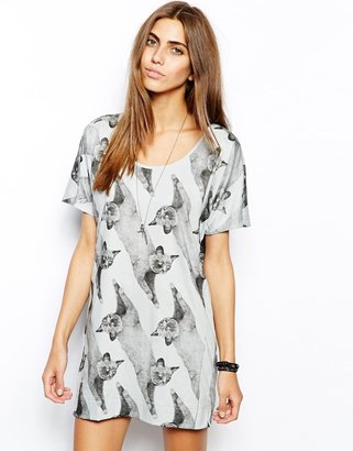 Your Eyes Lie Stretching Cat Print Dress