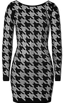 Balmain Crystal Houndstooth Knit Dress