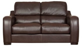 Debenhams Medium chocolate brown leather 'Berber' sofa with dark wood feet