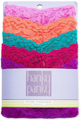 Hanky Panky Signature Lace Original Rise Thong 5-Pack Set 4811F