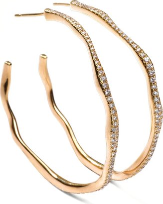 Ippolita Drizzle #3 Wavy Diamond Gold Hoop Earrings