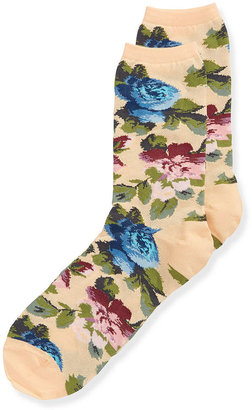 Hot Sox Water Color Mesh Floral Trouser Socks
