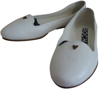Rochas White Leather Flats