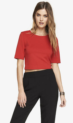 Express Zip Back Cropped Dressy Tee - Red