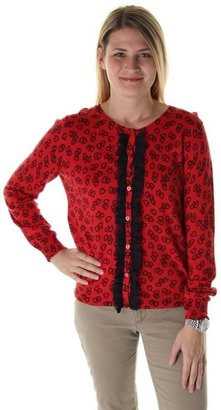 Ellen Tracy NEW Red Pattern Ruffled Long Sleeves Cardigan Sweater Top XL BHFO