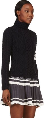 Thom Browne Navy Merino Cableknit Sweater