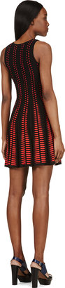 Alexander McQueen Black & Red Knit Pleated Full Circle Dress