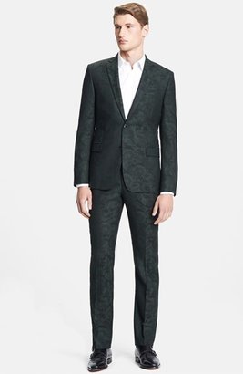 Versace Trend Fit Pattern Wool Blend Suit