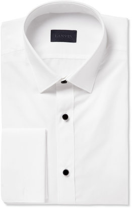 Lanvin White Glass-Button Cotton Tuxedo Shirt