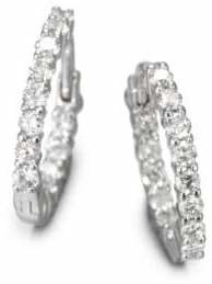 Roberto Coin Diamond & 18K White Gold Hoop Earrings/1.5"