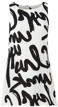 Fashion Union White Graffiti Print Sleeveless Dress